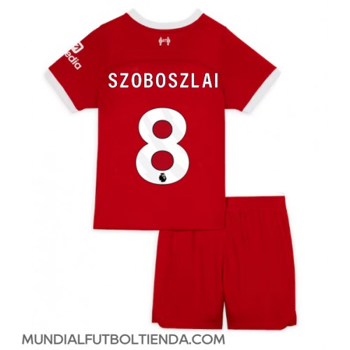 Camiseta Liverpool Szoboszlai Dominik #8 Primera Equipación Replica 2023-24 para niños mangas cortas (+ Pantalones cortos)